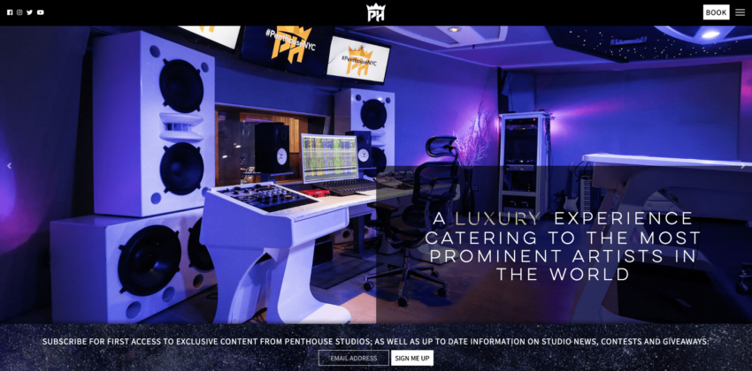 Website Design for Penthouse Recording Studio in New York City